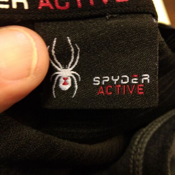 Spyder Active tshirt mens L Large performance pro web long sleeve gray black - Picture 7 of 9